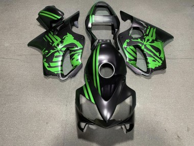 2001-2003 Matte Black & Green Skull CBR600 F4i Fairings