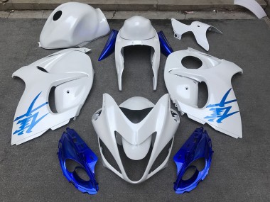 2008-2020 Gloss White & Blue GSXR 1300 Hayabusa Fairings